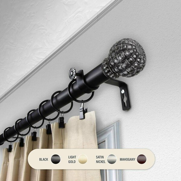 Kd Encimera 1 in. Velia Curtain Rod with 66 to 120 in. Extension, Black KD3724038